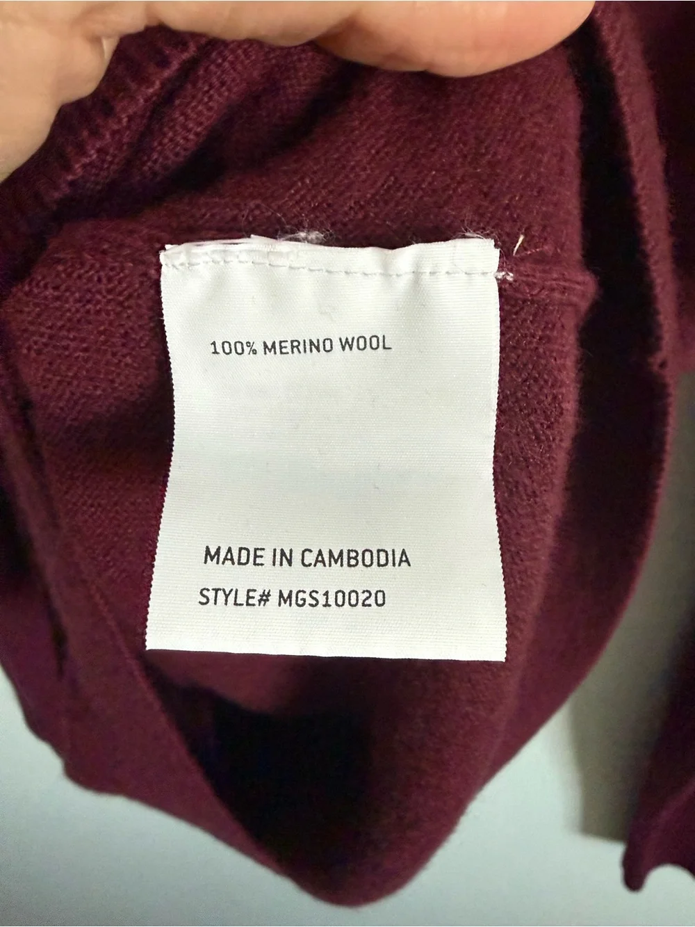 THE COMMONS Burgundy Red Merino Wool Quarter Zip Sweater Men’s Large